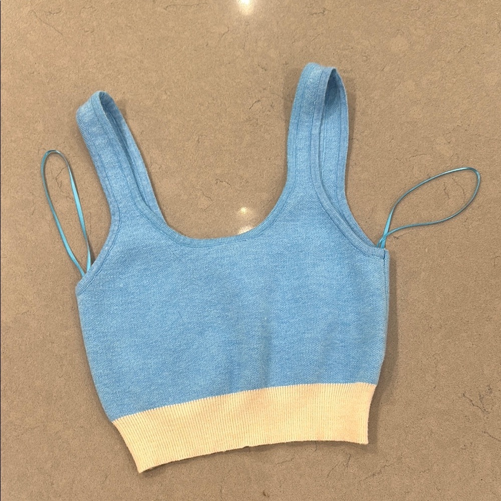Kendall & Kylie Blue Knit Tank Top